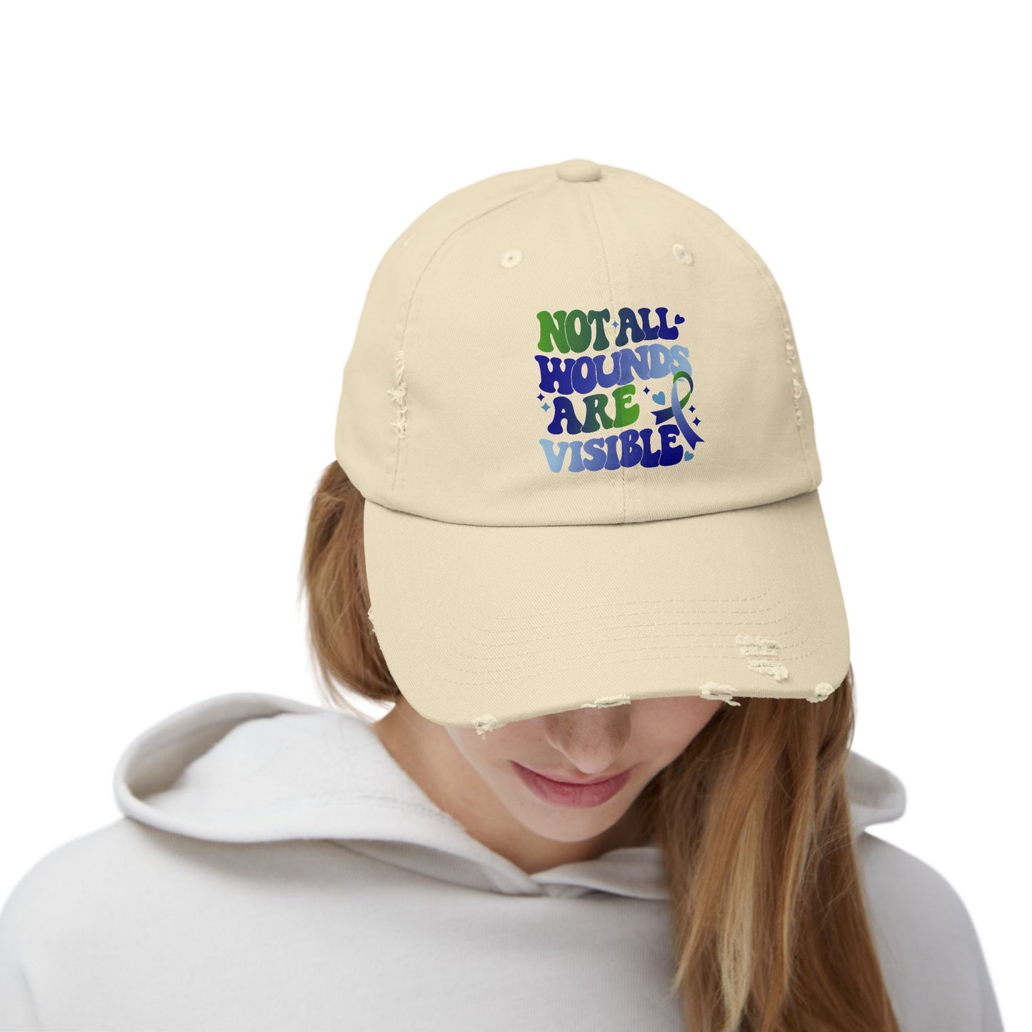 Not All Wounds Are Visible Unisex Distressed Cap